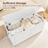 MAHANCRIS Storage Chest, 39.4”L Large Toy Chest, Entryway Storage Trunk, Toy Storage Organizer, Storage Bench with Safety Hinge, Entrance Bench for Living Room, Entrance, Bedroom, White SCWT48301 MAHANCRIS