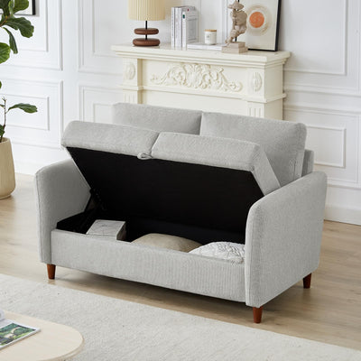 Chorlenimi Loveseat Sofa Couch with Storage Small Couches for Small Spaces Comfy Love Seats for Living Room 2 Seater Sofa for Bedroom(Light Grey, 2-Seat)