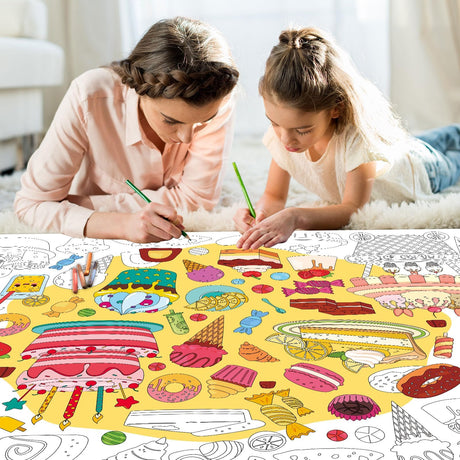 Ice Cream Coloring Poster for Kids Giant Coloring Poster Large Summer Sweet Treats Coloring Tablecloth Jumbo Coloring Books for kids Classroom Home Birthday Party Supplies Favor 31.4 x 43.3 Inch ZOIIWA