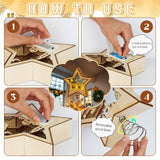 OurWarm Christmas Tree Topper Star Lighted, Wooden Star Tree Toppers Christmas Decorations, Christmas Tree Star Topper with Lights, Rustic Tree Topper for Shelves Tables Indoor Christmas Decorations OurWarm