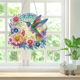 Bowetile Bird Diamond Art Hanging Kits for Adults Kids, 5D Special Shape Diamond Painting Flowers Pendant Kits, Animal Gem Art Suncatchers Painting Ornament for Home Garden Wall Decor Bowetile