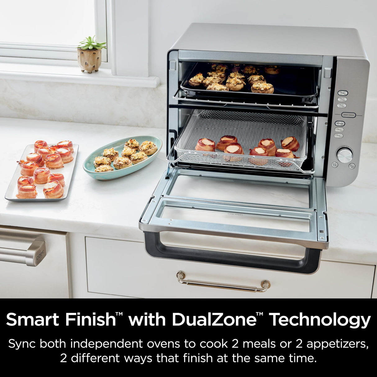 Ninja Double Stack XL Countertop Oven & Air Fryer, 12-in-1, Flexdoor, FlavorSeal, SMART FINISH with DualZone Technology, Countertop Oven, Air Fryer, Bake, Broil, Reheat, Pizza, Stainless Steel, DCT601 Ninja