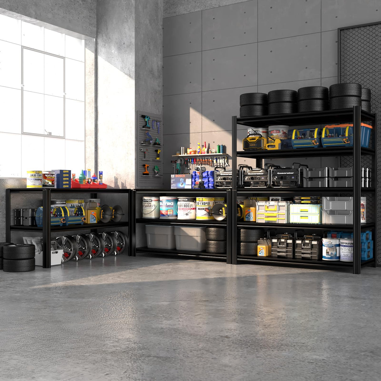 LI JIU HOME 6-Tier 55" W x 24" D x 84" H Garage Shelving 3500LBS Storage Shelves Heavy Duty Metal Shelf Unit Adjustable Basement Industrial Storage Racks (84 * 55 * 24) LI JIU HOME