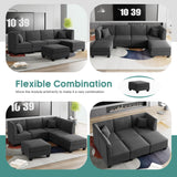 Shintenchi 6 Pieces Sectional Couch Modular Sofa,U Shaped Reversible Chaise Velvet SofaCouch with Cushions,Modular Sectional Sofa with Ottoman for Living Room (Dark Grey) Shintenchi