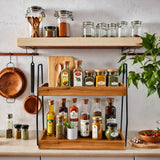 Acacia Bathroom Organizer Countertop 13.6 x 14 x 6.7 inches, 2-Tier Wood Counter Standing Rack, Countertop Storage Shelf for Organizing Bathroom Kitchen Office Desk Vanity Cosmetic Balcony Demigo