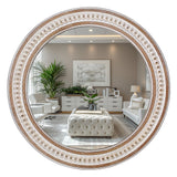 24 Inches Rustic Round Wall Mirrors - Wooden Farmhouse Circle Mirror for Bathroom, Entryway, Bedroom, Living Room, Entryway Decorative Decointo
