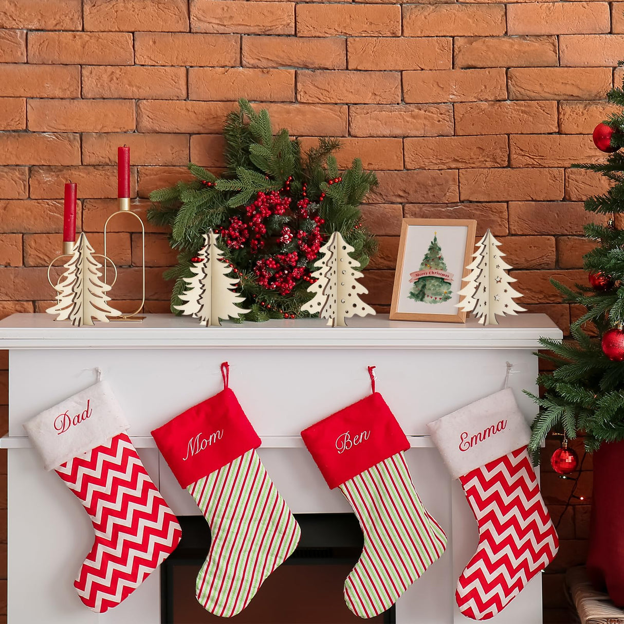 COCHIE DIY 3D Christmas Tree Wood Crafts to Paint for Kids Adults, Paintable Unfinished Wooden Slices for Craft, Xmas Trees Cutouts Ornaments for Painting Decorations (24 PCS) COCHIE