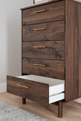 Signature Design by Ashley Calverson Contemporary 5 Drawer Chest of Smooth-Gliding Drawers and Safety Stop, Dark Brown Signature Design by Ashley