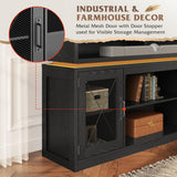 WLIVE TV Stand up to 65 Inch TV, 59" Entertainment Center with LED Lights, Farmhouse TV Media Console with Storage Cabinets, Adjustable Shelves for Living Room and Bedroom, Black WLIVE