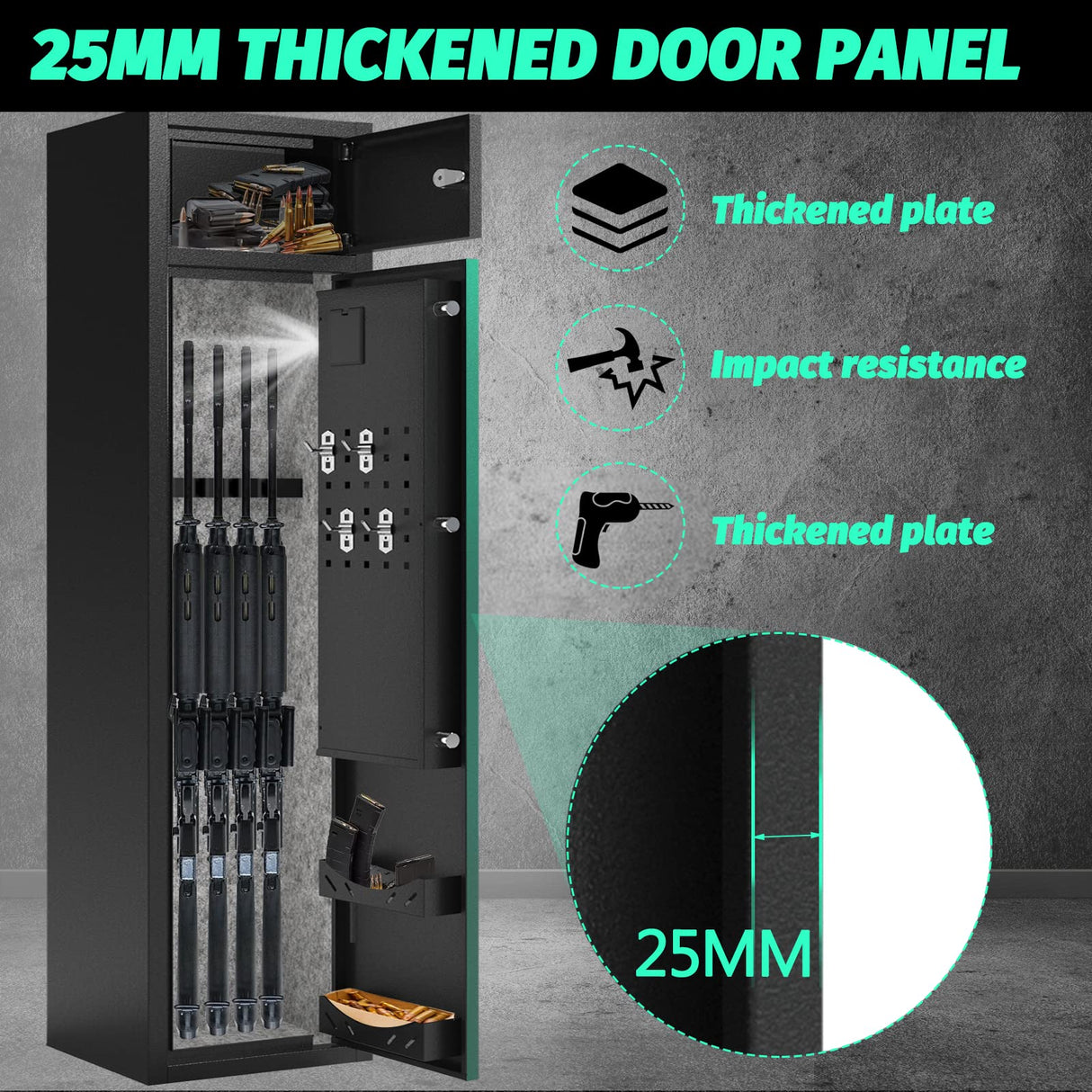 Karini 4-5 Gun Safe,Gun Safes for Rifles and Shotguns,Gun Safes for Home Rifle and Pistols,Quick Access Gun Cabinets,Rifle Safe with Storage Shelves Karini