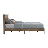 Galano Tiena Queen Bed Frame in Knotty Oak with Wooden Slat Support Galano