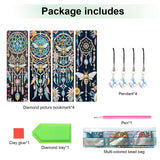 MVVMTOP 4pcs 5D Diamond Art Painting Bookmarks with Crystal Pendant, DIY Dreamcatcher & Bees, Pecial Shape Crystal Diamond Partial Art Bookmarks for Book Lovers MVVMTOP