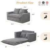 Loveseat Sleeper Sofa, Convertible Sofa Bed Couch Futon Couches for Living Room, 3-in-1 Pull Out Floor Couch with Washable Cushion and Pillows, Dark Grey YOSHOOT