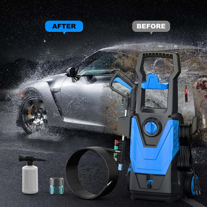 Zelonpro Electric Pressure Washer, 4500PSI 2.8 GPM Power Washer 2025 Upgraded with 55FT Cleaning Range, 4 Nozzles, Foam Cannon, High Pressure Cleaning Machine for Cars, Homes, Patios, Fences, Blue