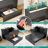 Hlivelood Queen Size Murphy Chest Bed with Drawer and Charging Station, Farmhouse Wood Space-Saving Hidden Folding Bed Chest, Multifunctional Storage Cabinet Beds for Bedroom, Office, Black Hlivelood
