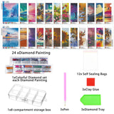 Fulmoon 24 Pack Diamond Painting Kits 11.8 x 9.8 Inch DIY 5D Abstract Landscapes Diamond Art Full Round Drill Crafts for Adults Kids Beginners Home Wall Decor Gifts Fulmoon