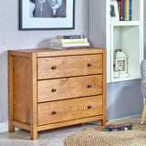 MUSEHOMEINC Rustic Ridge Farmhouse 3-Drawer Nightstand,Night Stand with 3 Drawers Dresser,Wooden Dresser with Round Metal knobs for Bedroom MUSEHOMEINC