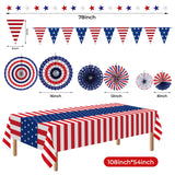HOOSUN Patriotic 4th of July Decorations Set, 9 Pcs Red White and Blue Paper Fans, USA Pennant Bunting, Star Streamers, Patriotic Tablecloth for Fourth of July Party Supplies, Memorial Day Decor HOOSUN