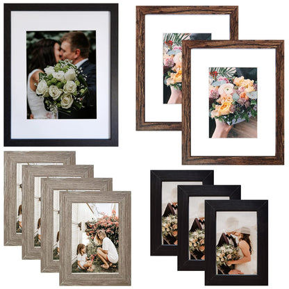 SESEAT Picture Frames Collage, Gallery Wall Frame Set with 11x14 8x10 5x7 4x6 Frames in 3 Different Finishes, Set of 10 - WoodArtSupply