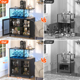 Girapow Small Bar Cart with Wheels, Liquor Cabinet with LED Light, Wine Bar Cabinet with Power Outlets, Home Mini Bar with Wine Rack, Glasses Storage for Kitchen, Dining Room, Living Room, Black Girapow