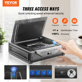 VEVOR Gun Safe for Pistols, Biometric Gun Safe with Three Quick Access Ways of Fingerprints, Passwords and Keys, Handgun Safe for 2 Pistols for Home, Bedside, Nightstand, Car VEVOR