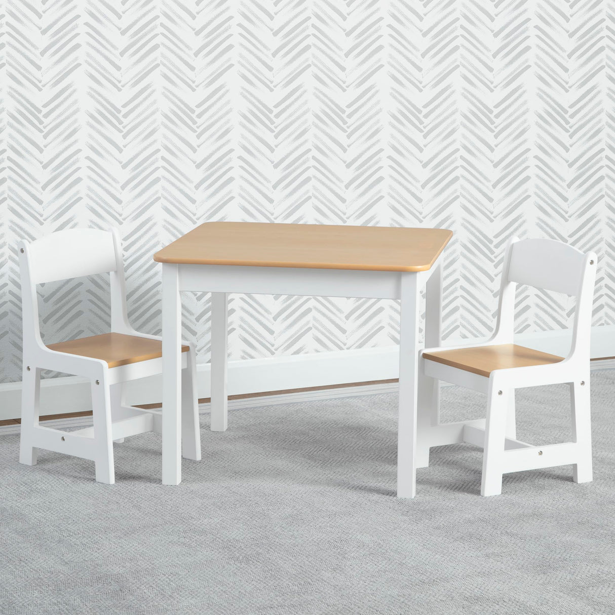 Delta Children MySize Kids Wood Table and Chair Set (2 Chairs Included) - Ideal for Arts & Crafts, Snack Time, Homeschooling, Homework & More, Bianca White/Natural Delta Children