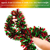 Christmas Tinsel Garland Metallic Christmas Tree Garland Shiny Party Tinsel Garland Hanging Decorations for Christmas Tree Decorations Wedding Birthday Party Supplies (26.2 ft,Red and Green) WILLBOND