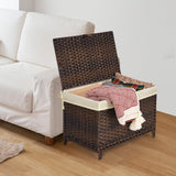 Honjourai Wicker Storage Basket with Lid,Rattan Shelf Basket with Removable Liner Bag,160L Storage Bin,Storage Trunk with Heightened Feet,Storage Container for Wardrobe,Home Organizer Honjourai