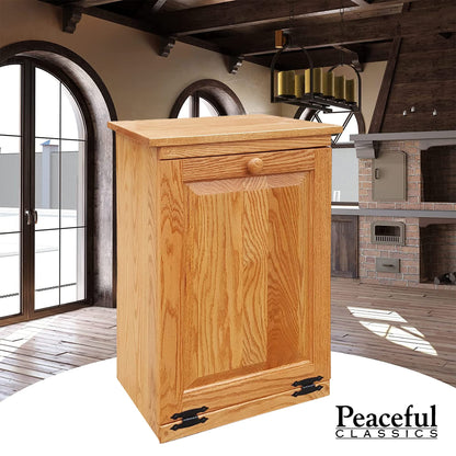 Peaceful Classics Tilt Out Trash Cabinet- Amish Handcrafted Wooden Pull Out , Decorative Trash Bin Cabinet for Kitchen, Bedroom, & Home Patio, Laundry Hamper Cabinet, Golden Oak - WoodArtSupply