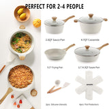 SENSARTE Nonstick Ceramic Cookware Set 13-Piece, Healthy Pots and Pans Set, Non-toxic Kitchen Cooking Set with Stay-Cool Handles, Silicone Tools and Pot Protectors, PFAS and PFOA Free SENSARTE