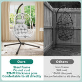YITAHOME Hanging Egg Chair with Stand Swing Chair Wicker Indoor Outdoor Hammock Egg Chair with Cushions 330lbs for Patio, Bedroom, Garden and Balcony, Single, Light Gray YITAHOME