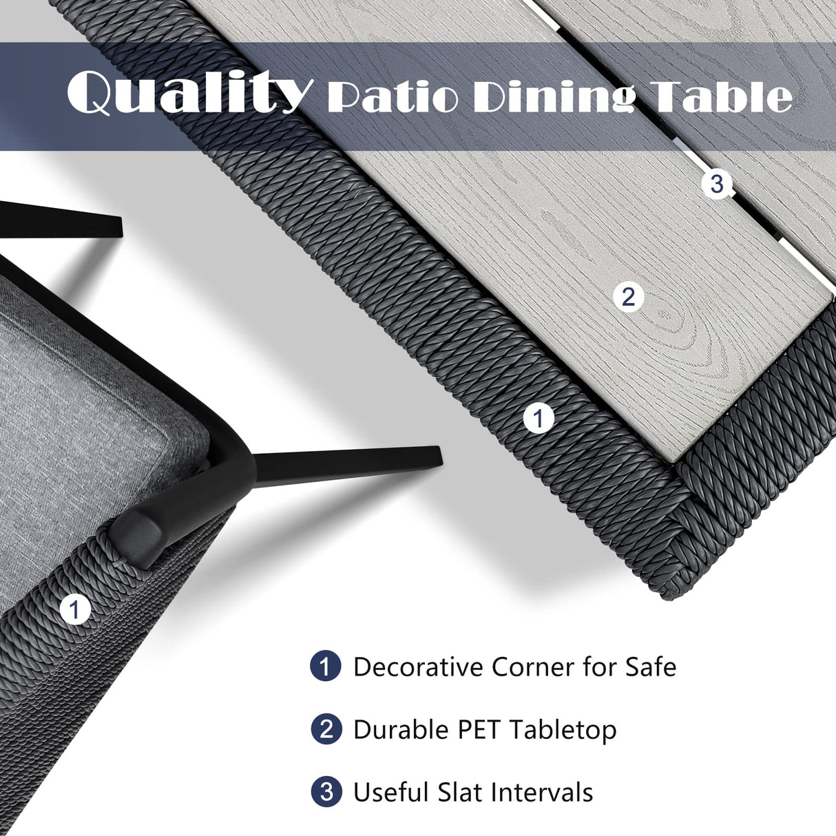 Home Care Wholesale 7 Pieces Patio Dining Set for 6 - All Weather Outdoor Dining Sets, All in One Outdoor Table and Chairs, Wicker Outdoor Patio Furniture Sets with Cushions and Pillows, Grey Home Care Wholesale