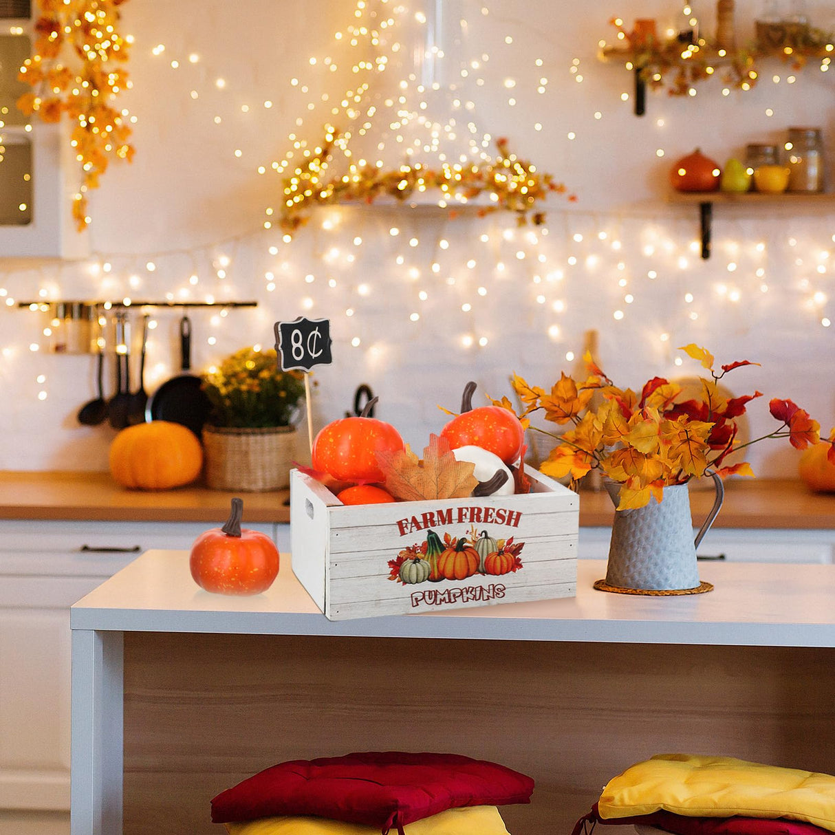 Thyle 16 Pcs Thanksgiving Tiered Tray Decor Fall Mini Wood Crate Thanksgiving Pumpkin Decor Fall Pumpkin Table Centerpiece Maple Leaves Label Farmhouse Wooden Storage Boxes Thyle