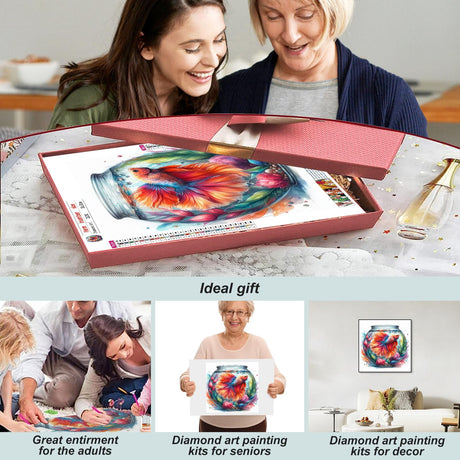 Acudotr Goldfish Diamond Painting Kits for Adults, 5D DIY Diamond Art Kits for Beginners, Full Drill Diamond Painting Kits for Home Wall Decor, 12x12 Inch Acudotr