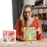 RoundFunny 8 Set Paint by Numbers Kit for Adults with 8x8 Inch Mini Simple Painting Canvas Wooden Frame Easel Acrylic Paints Brushes Funny Numbers Drawing Kit for Gift Home Wall Decor(Simple Blossom) RoundFunny