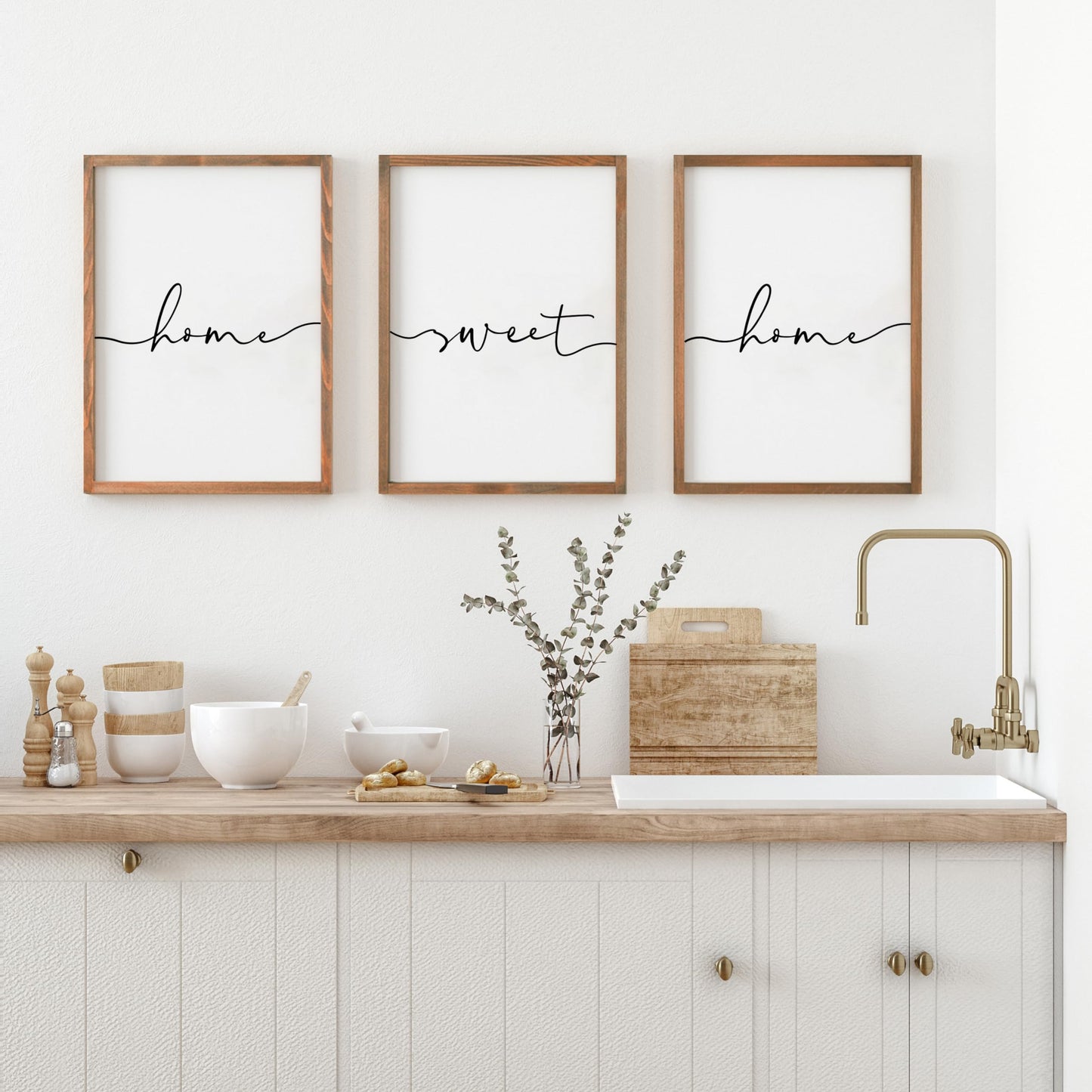 Heiple Set of 3 Framed Farmhouse Home Sweet Home Sign 11"x14" Above Bed Wall Decor for Bedroom Decor and Living Room Wall Art Wood Signs (Brown, 11''x14)