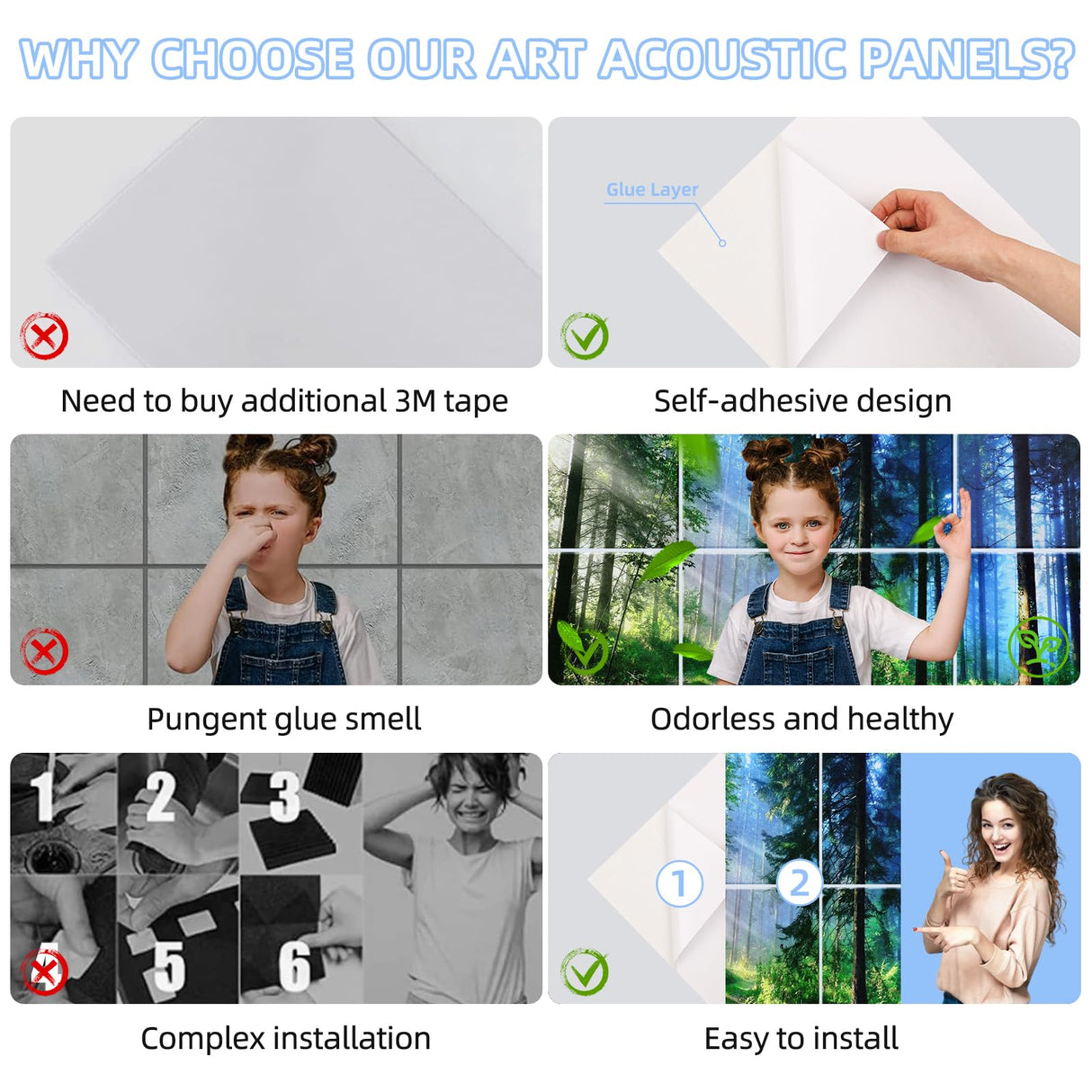 AtawLege Art Acoustic Panels 8 Pack, Sound Proof Panels for Walls, 48"X32" Self-adhesive Sound Absorbing Wall Art, Decorative Acoustical Panels, Acoustic Treatment for Recording Studio(Nature Forest) AtawLege