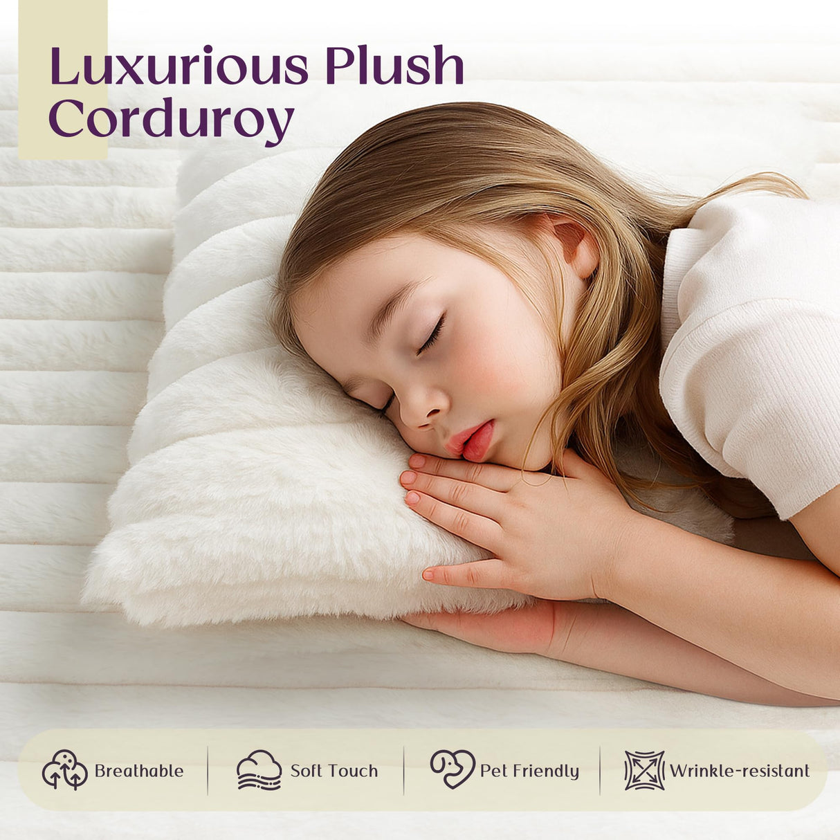 VanAcc 106" Oversized Modular Sectional Sofa, Deep Seat Cloud Couch with Corduroy Upholstery, L Shaped Boneless Sofas, Easy No-Assembly Lounge Couches for Living Room, Cream VanAcc