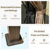 Domi 12x16FT Louvered Pergola, Full Aluminum Pergola with Adjustable Louvered Roof, Outdoor Pergola with Waterproof Curtains and Netting, Dark Brown domi outdoor living