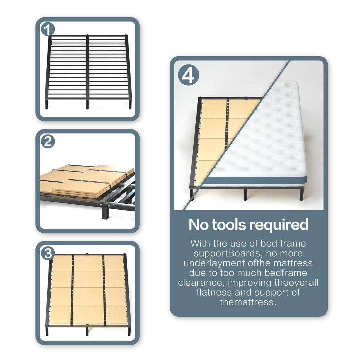 Yarfyk Folding Bed Support, Queen Size Board, 60" x 48" Yarfyk