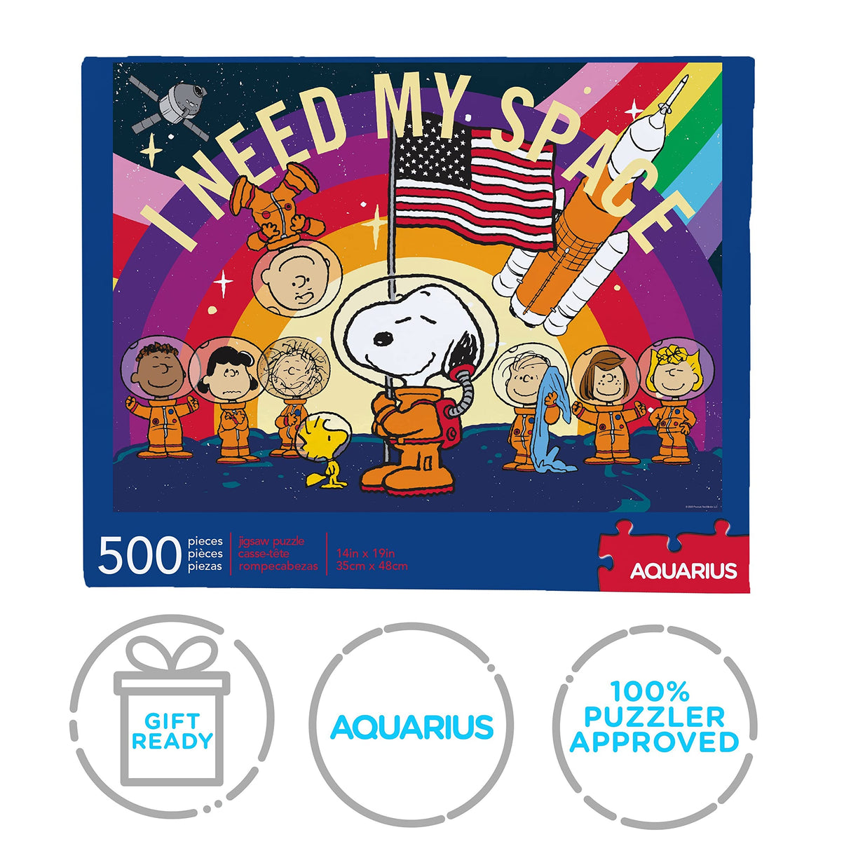 AQUARIUS Peanuts Snoopy in Space Puzzle (500 Piece Jigsaw Puzzle) - Officially Licensed Peanuts Merchandise & Collectibles - Glare Free - Precision Fit - 14 x 19 Inches AQUARIUS