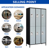 BYNSOE Metal Locker 6 Doors Employees Locker Storage Cabinet Locker School Hospital Gym Locker Requires Assembly (black gray -6 doors 36" w) BYNSOE