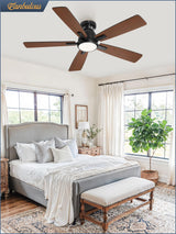 Fanbulous 46 Inch Ceiling Fans with Lights and Remote,Modern Indoor Low Profile Ceiling Fan with 3CCT 6-Speeds Quiet DC Motor,Outdoor Flush Mount Ceiling Fan For Bedroom Living Room(Black) Fanbulous