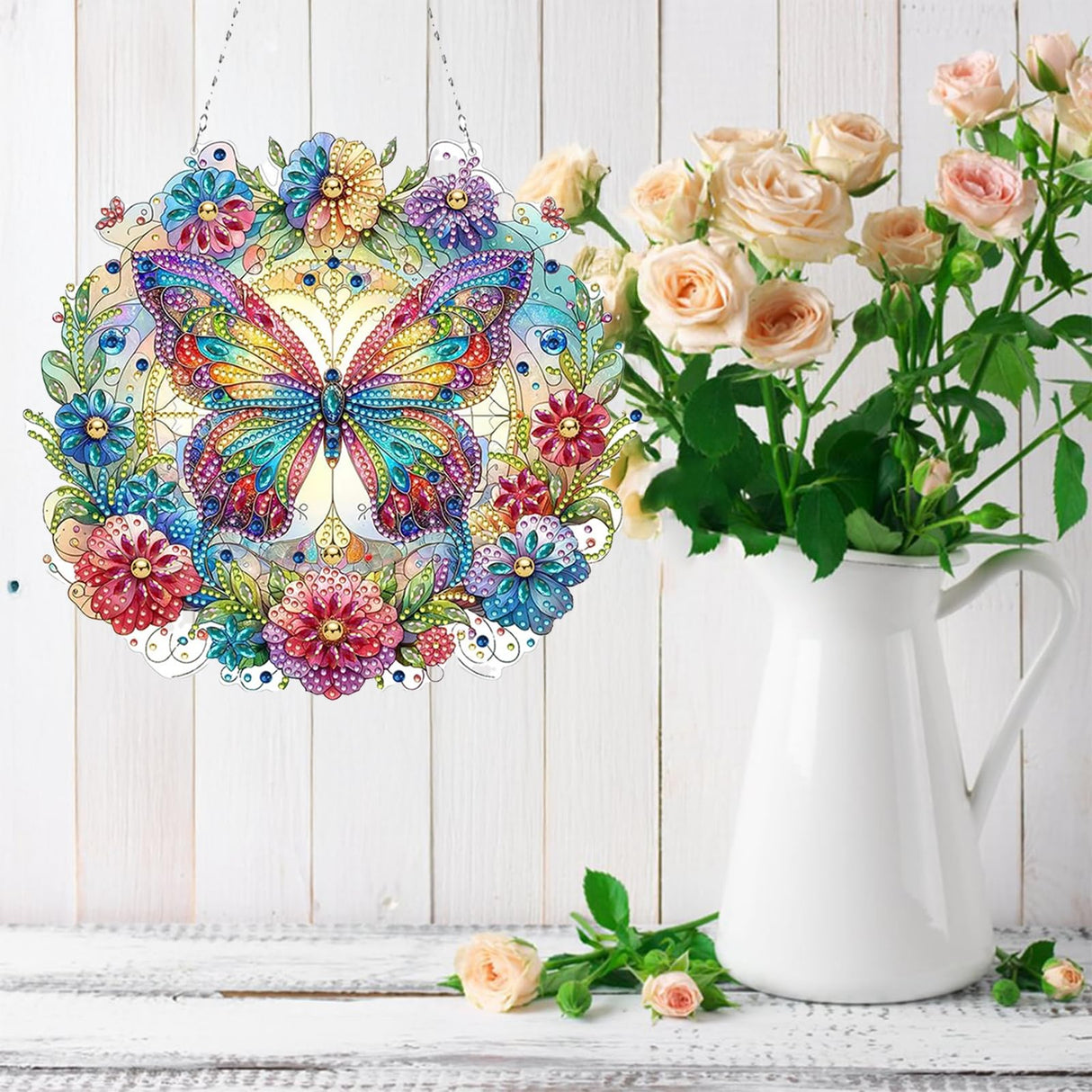 MeetChanning Diamond Art Kits for Adults Butterfly Diamond Painting Art Kit Pendant Acrylic Board Ornament Window Suncatcher MeetChanning