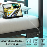 Fixwal Twin Bed Frame with Charging Station, Metal Bed Frame with Port and Outlet, Black Fixwal