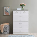HODEDAH 7 Drawer Wood Dresser for Bedroom, 31.5 inch Wide Chest of Drawers, with 2 Locks on the Top Drawers, Storage Organization Unit for Clothing, White Hodedah