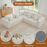 110''Modular Sectional Couches for Living Room, Cloud Boneless Compressed Sectional Sofa, Oversized L Shaped 5 Seater Upholstered Memory Foam Sofa, No Assembly, Chenille Beige WUTUTUEE