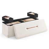 SONGMICS HOME Storage Ottoman Bench, Storage Chest, 15 x 43 x 15 Inches, Foot Rest Stool, End of Bed Bench, Load up to 660 lb, for Living Room, Bedroom, Entryway, Cream White ULSF097W01 SONGMICS HOME