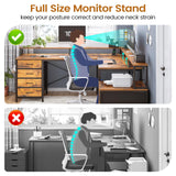 SEDETA L Shaped Desk with 6 Drawer, 108" Home Office Desk with File Drawer & Power Outlet, Corner Computer Desk with Monitor Shelf, Two Person Desk, Gaming Desk with Led Lights, Rustic Brown SEDETA