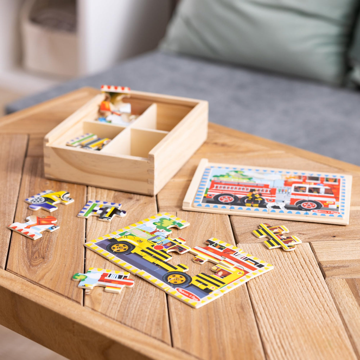 Melissa & Doug Vehicles 4-in-1 Wooden Jigsaw Puzzles in a Storage Box (48 pcs) - FSC Certified Melissa & Doug